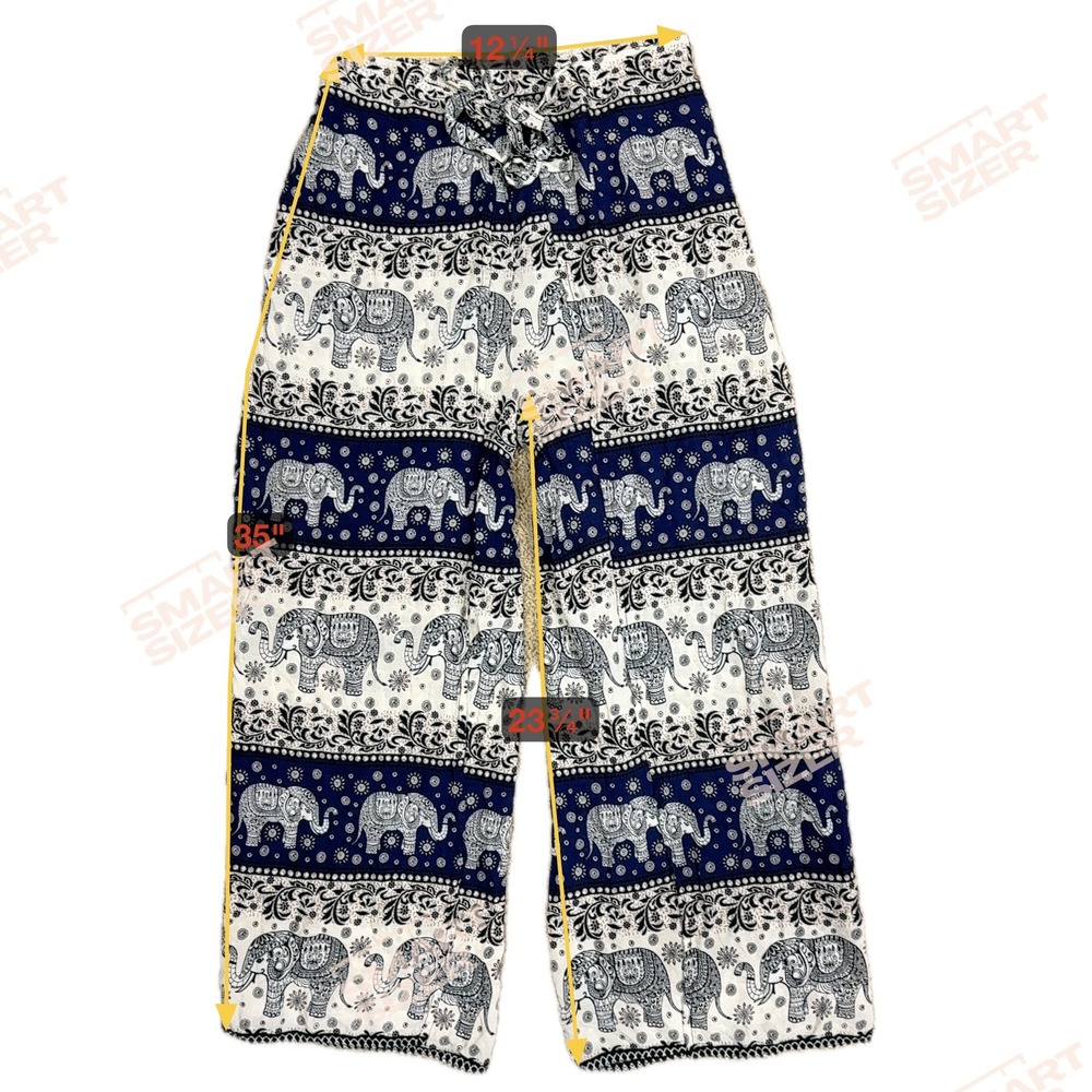 Boho Elephant Print Palazzo Pants Women's Wide Leg‎ High Waist Casual Yoga Pants